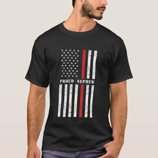 T-shirt Fier pompier Nephew pompier Américain Drapeau Sup (Devant)