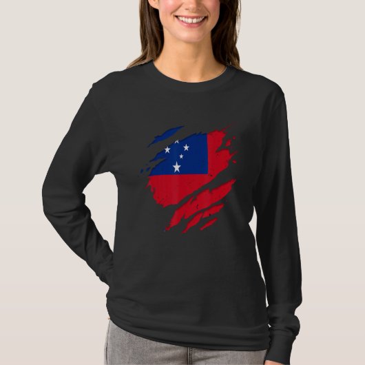 T-shirt Fier Samoan Shirts arraché Samoa Drapeau (Devant)