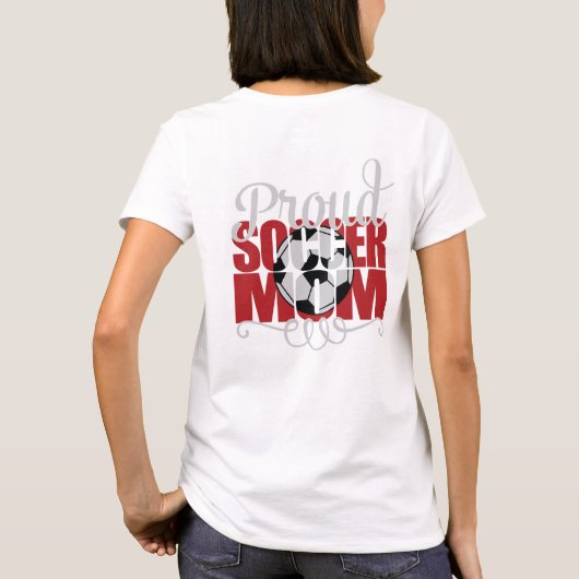 T-shirt Fier Soccer Maman en rouge avec le nom "A" (Dos)