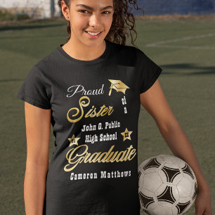 T-Shirt Fier Soeur du Diplômé Nom   Diplôme scolaire