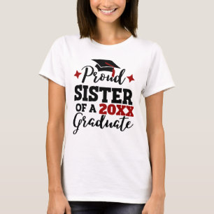 T-shirt Fier Soeur d'un casquette noir rouge 2022 diplômé