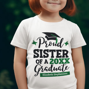 T-Shirt Fier Soeur d'un diplômé de 2022 noir vert casquett