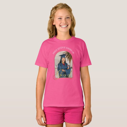 T-shirt Fier Soeur moderne de la Grad Custom Photo Boho (Devant entier)