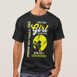 T-shirt Fier Softball Papa Girl Stole Mon Coeur