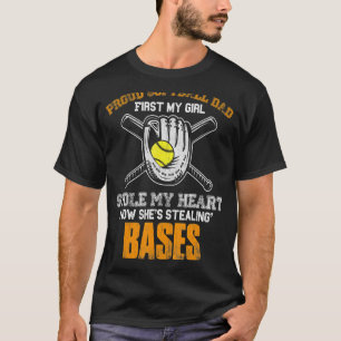 T-shirt Fier Softball Papa Girl Stole Mon Coeur