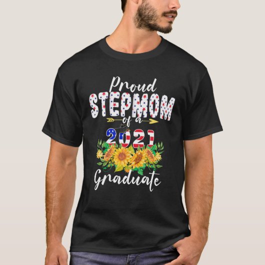 T-shirt Fier Stepmaman D'Une Classe De 2021 Graduate Améri (Devant)