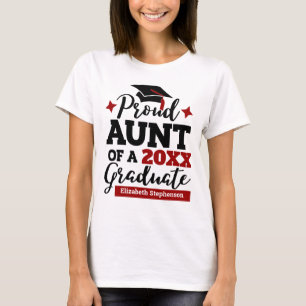T-shirt Fier Tante d'un 2022 diplômé noir rouge goût