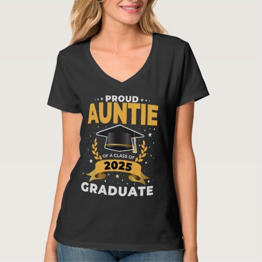 T-shirt Fier Tante D'Une Classe De 2025 Graduate Senior Gr (Devant)