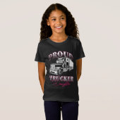 T-Shirt Fier Trucker Fille Chauffeur Camion Enfant Fils (Devant entier)