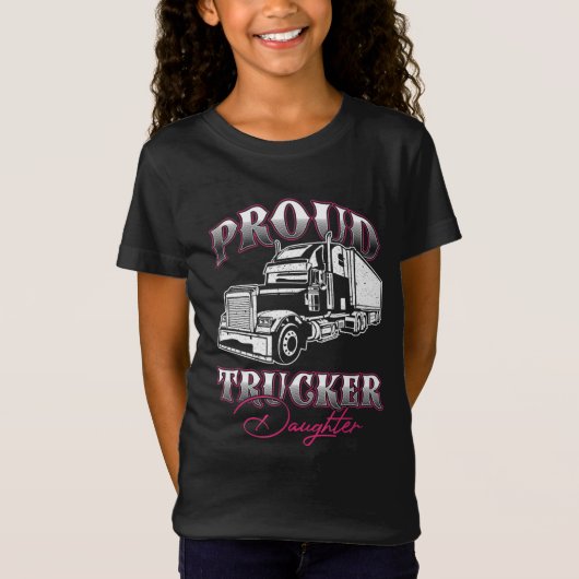 T-Shirt Fier Trucker Fille Chauffeur Camion Enfant Fils (Devant)