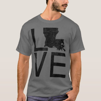 T-shirt Fier USA Fan State Louisiana LOVE Map Louisiana
