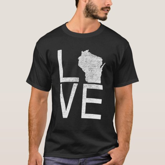 T-shirt Fier Usa Fan State Wisconsin Love Map Wisconsin (Devant)