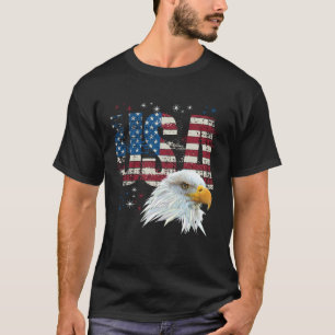 T-shirt Fier USA Patriotique Drapeau Américain Aigle Chauv