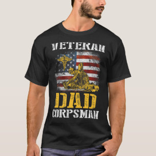 T-shirt Fier Vétérinaire Papa Corpsman Drapeau Vintage 4e