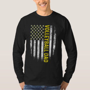 T-shirt Fier Volleyball Papa Retro USA Flag Sports Best Da