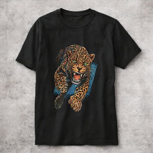T-shirt Fierce Leopard Big Cat Wildlife Art Animal