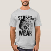 T-shirt Fierce Roaring Tiger Black and White Streetwear (Devant)