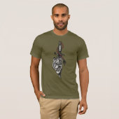 T-shirt Fierce Tiger Head and Dagger Blade Military Green (Devant entier)