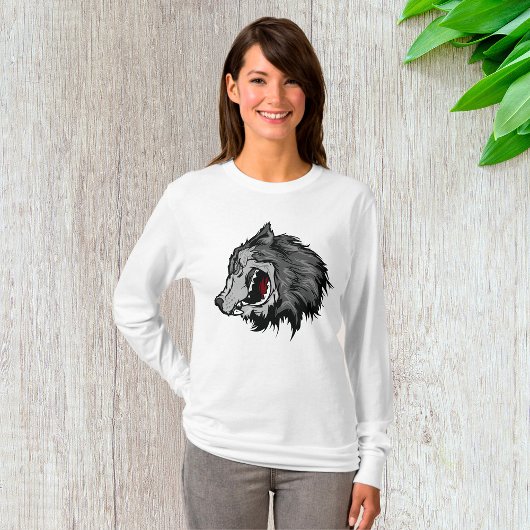T-shirt Fierce Wolf Head Bold Wild Animal