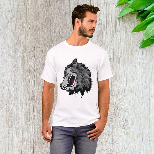 T-shirt Fierce Wolf Head Bold Wild Animal