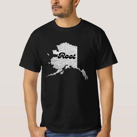 T-shirt fière Alask State Root Map Outline Rocky Map AK (Devant)