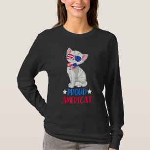 T-shirt Fière Américat Hommes Femmes 4 juillet Chat
