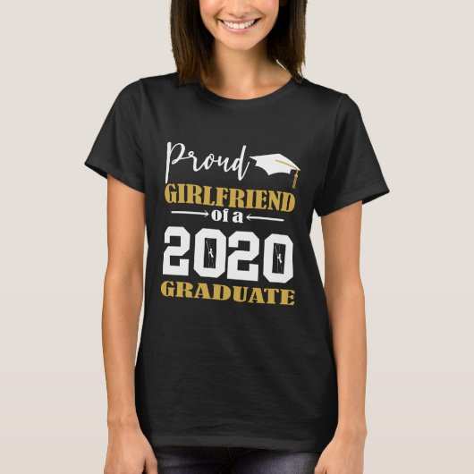 T-shirt Fière amie d'un blanc diplômé de 2020 (Devant)