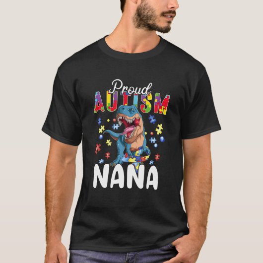 T-shirt Fière autisme Nana Dinosaur T Rex Sensibilisation (Devant)