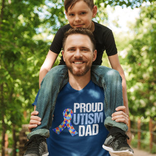 T-shirt Fière autisme papa Blue Awareness Ruban