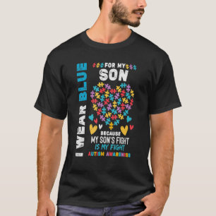 T-shirt Fière Autiste Papa Je Porte Bleu Pour Mon Fils Aut