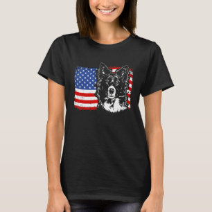 T-shirt Fière Border Collie Drapeau Américain Chien Patrio