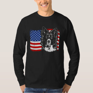 T-shirt Fière Border Collie Drapeau Américain Chien Patrio