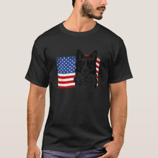T-shirt Fière Colley de Border Drapeau Américain US Patrio