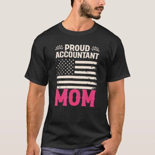 T-shirt Fière Comptable Maman Comptabilité US Drapeau Mère (Devant)
