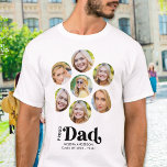 T-shirt Fière DAD Moderne Personnalisé 7 Photo Collage Gra<br><div class="desc">Félicitations pour l'obtention du diplôme de votre enfant ! En tant que père fier, vous méritez de montrer votre amour et votre soutien avec un t-shirt personnalisé. Ce design rétro-moderne présente un collage photo présentant sept de vos souvenirs préférés avec votre diplômé. Que ce soit au lycée, au collège ou...</div>