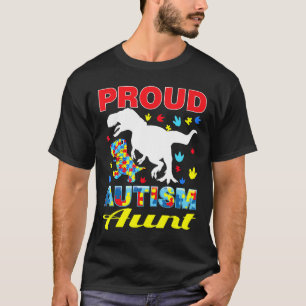 T-shirt Fière de l'autisme Tante autiste Dinosaure T-Rex A