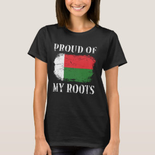 T-shirt Fière De Mes Racines Malgaches Drapeau Malgache Ma