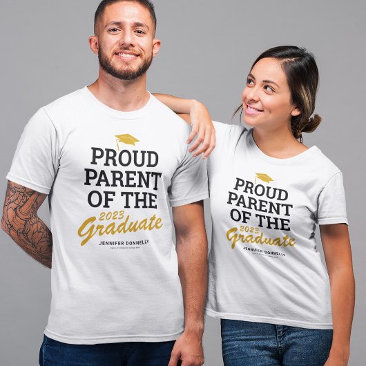T-shirt Fière Famille Parente Diplômée Noir Jaune