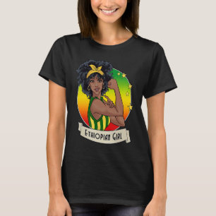 T-shirt Fière fille afro-éthiopienne Éthiopie Drapeau Coul