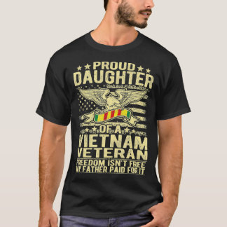 T-shirt Fière Fille Du Viêt Nam Cadeau Militaire Ancien