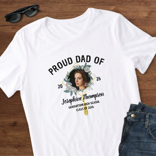 T-shirt Fière Fleur Élégante Papa Fier du Diplômé 2026 Pho