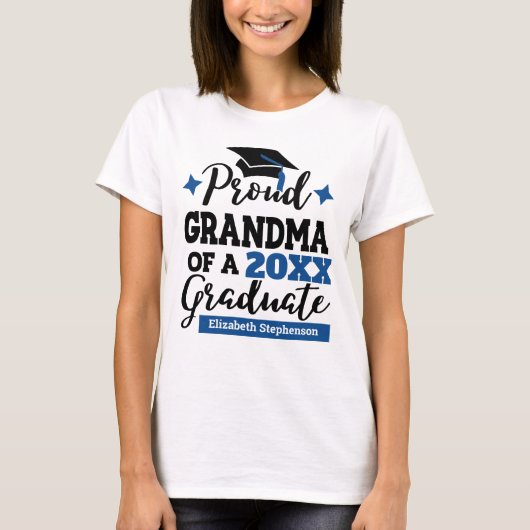 T-shirt Fière grand-mère de 2022 diplômé noir bleu tassel (Devant)