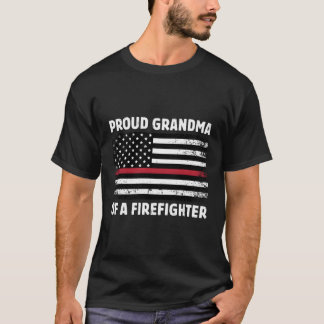T-shirt Fière Grand-Mère D'Une Famille De Pompiers Mince L