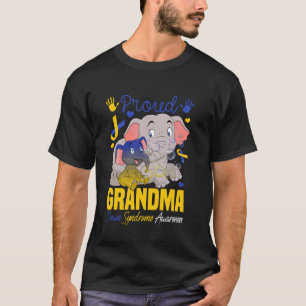 T-shirt Fière grand-mère syndrome de Down éléphant jaune e