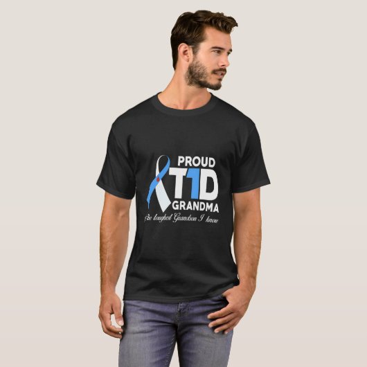T-shirt Fière Grand-Mère T1D De Grandson Sensibilisation a (Devant entier)