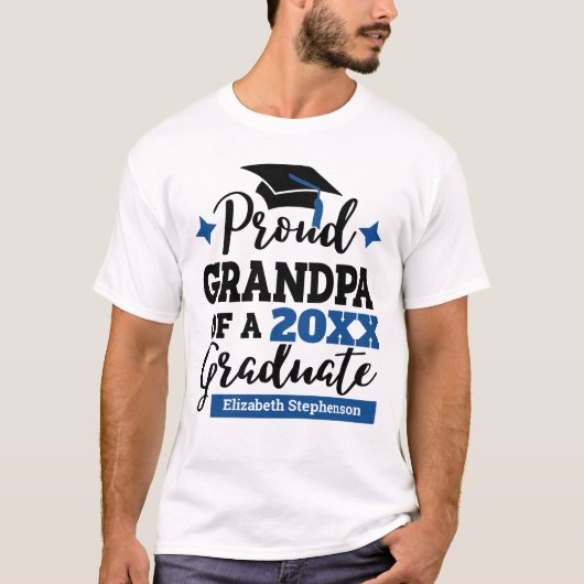 T-shirt Fière grand-père de 2022 diplômé noir bleu nom cas (Devant)
