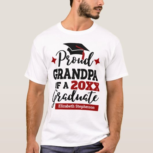 T-shirt Fière grand-père de 2022 diplômé noir rouge nom du (Devant)