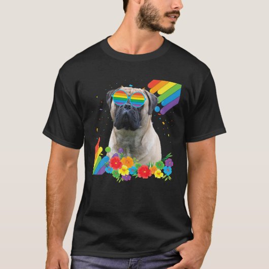 T-shirt Fière LGBT Gay Bullmastiff Dog Pride drapeau Arc-e (Devant)