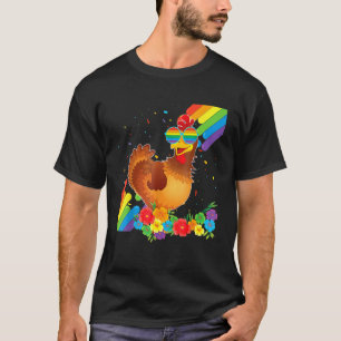 T-shirt Fière LGBT Gay Chicken Drapeau de la fierté arc-en