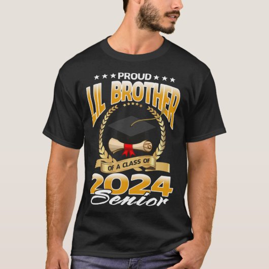 T-shirt Fière Lil Frère D'Une Classe De 2024 Senior (Devant)